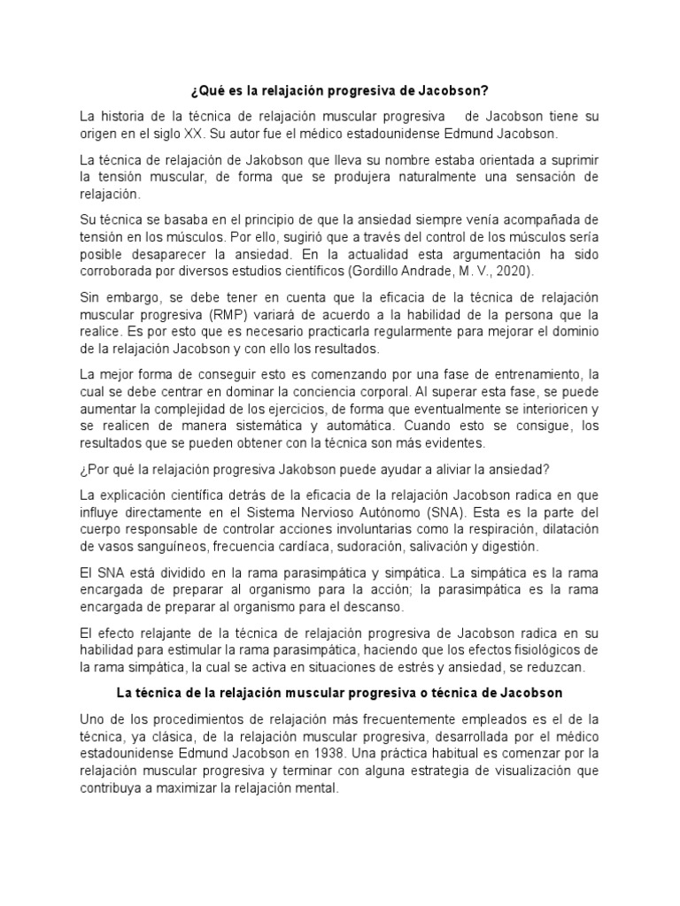 Qué Es La Relajación Progresiva de Jacobson | PDF