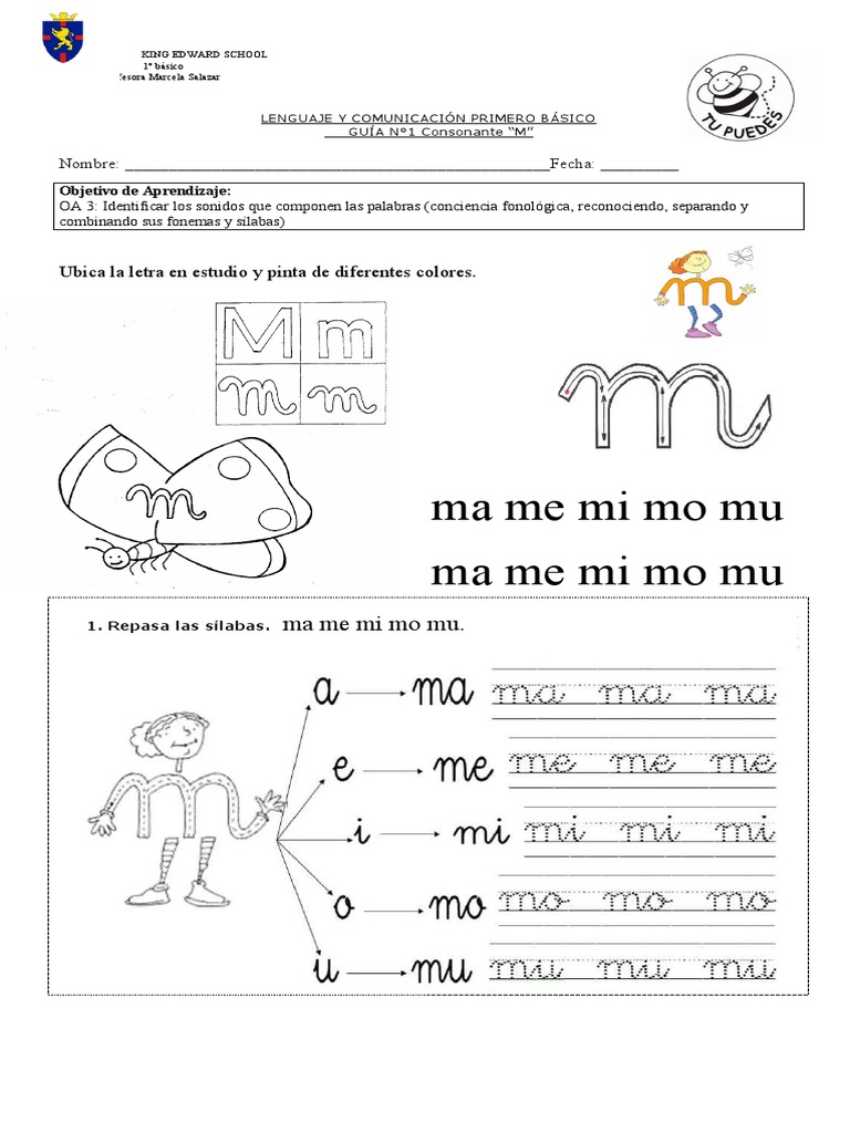 Actividades con la letra M para 1° básico | PDF