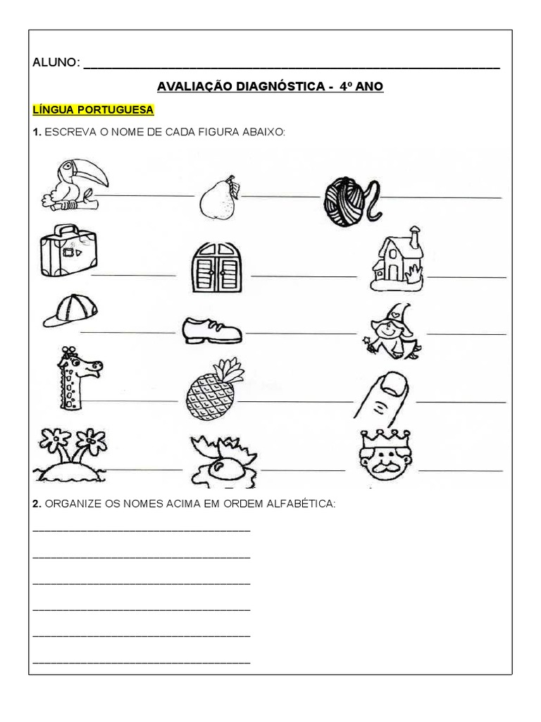 Avaliação Diagnóstica de Língua Portuguesa 4º Ano | PDF