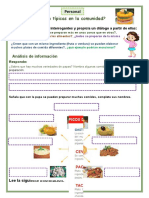 Ficha ¿Qué Comidas Son Típicas en La Comunidad