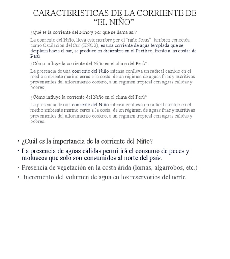 Caracteristicas de La Corriente de El Niño | PDF