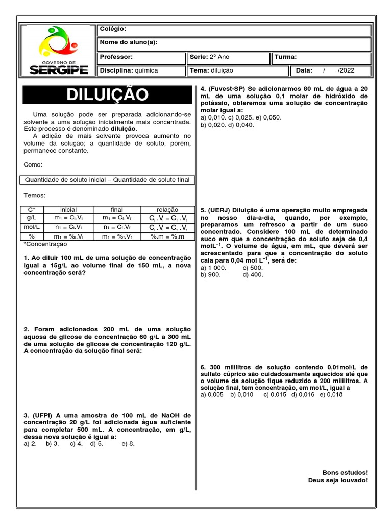Diluicao 1 10 500ml
