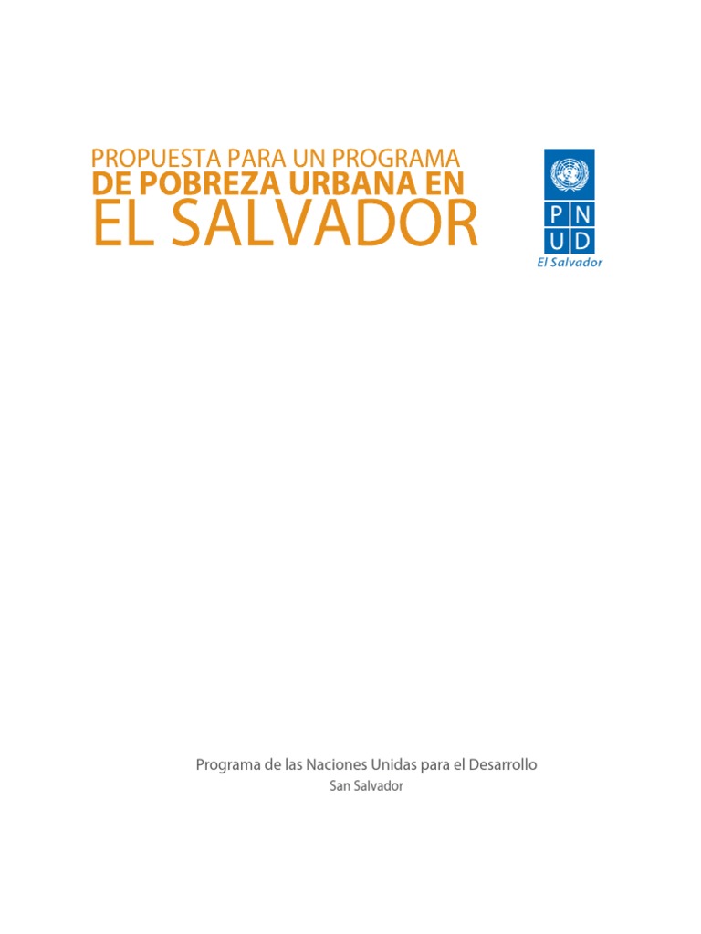 Propuesta de Programa Pobreza Urbana El Salvador | PDF | Pobreza ...