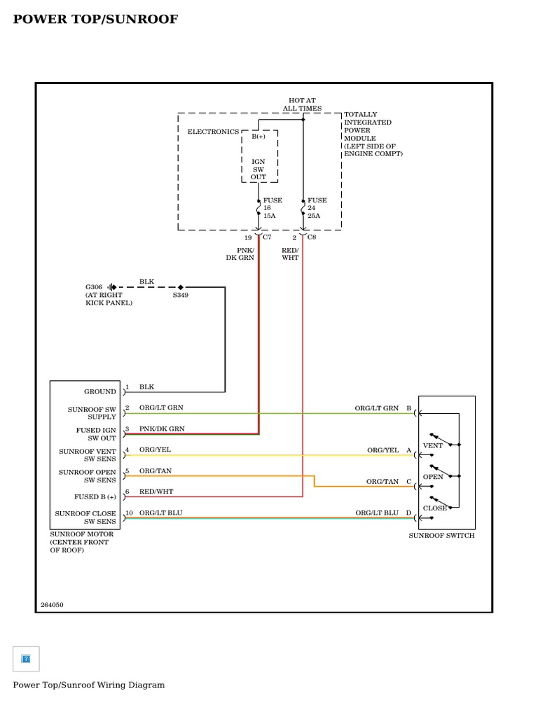 Power Top - Sunroof - Chrysler Sebring Touring 2007 - System Wiring
