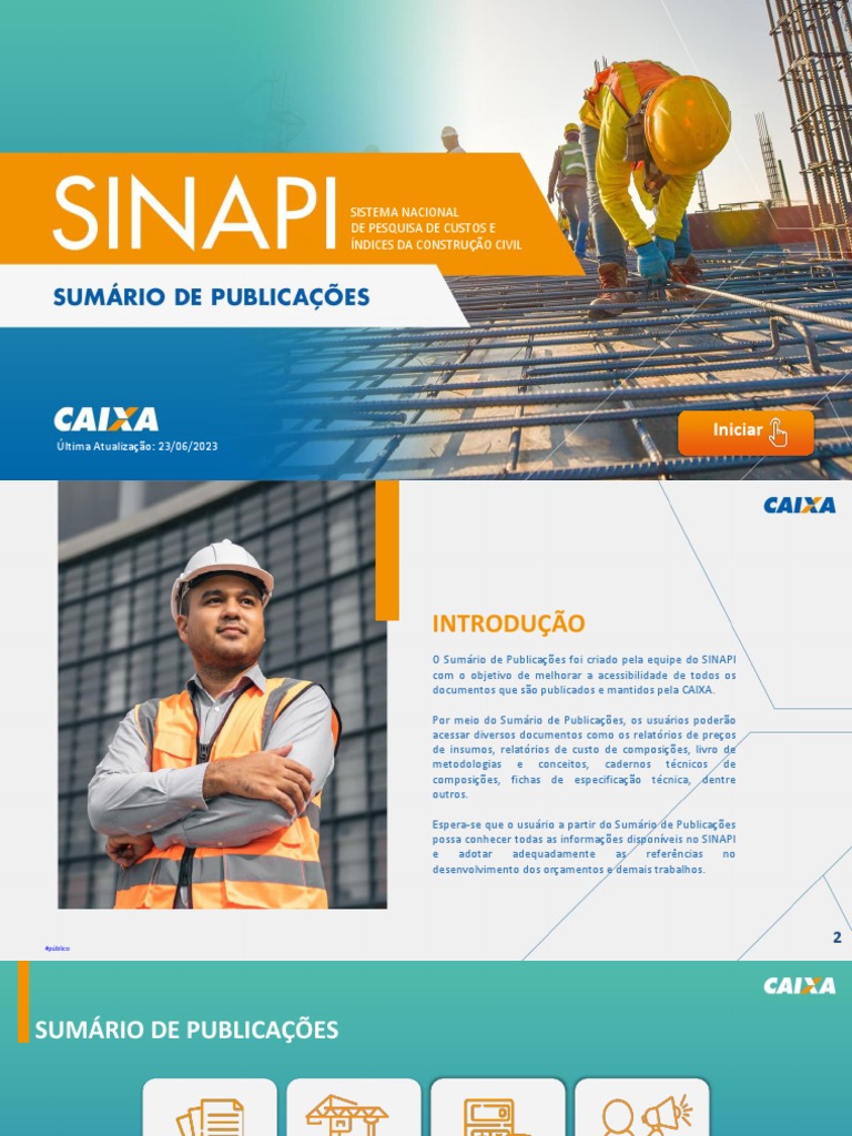 Sumario de Publicacoes e Documentacao Do Sinapi | PDF | Drywall | Materiais