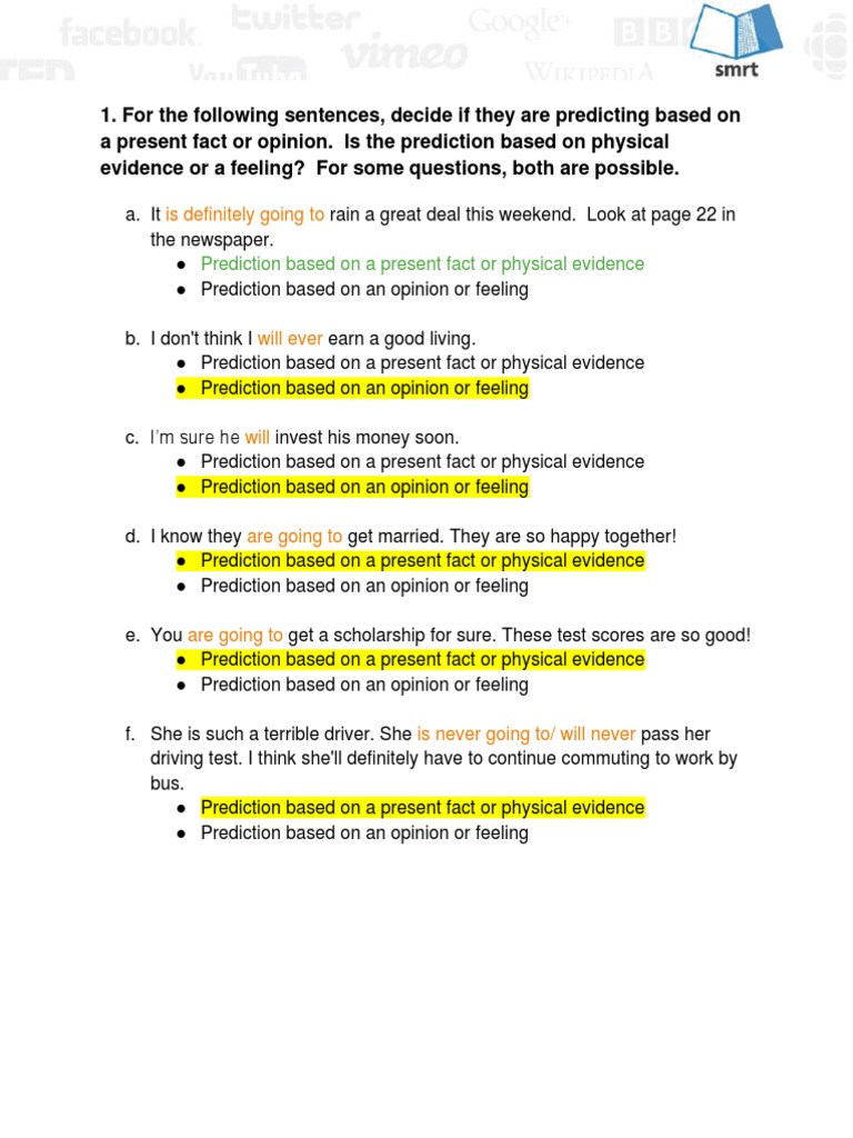 Future Predictions and Grammar Corrections | PDF | Self-Improvement