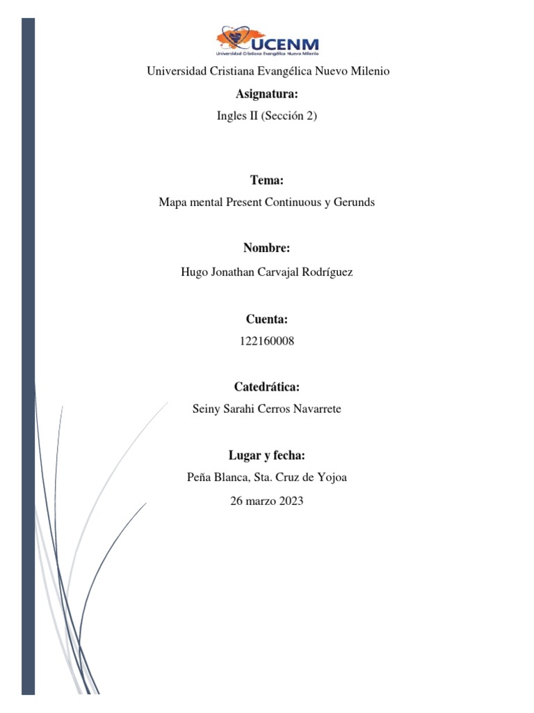 Mapa Mental Present Continuous y Gerunds | PDF