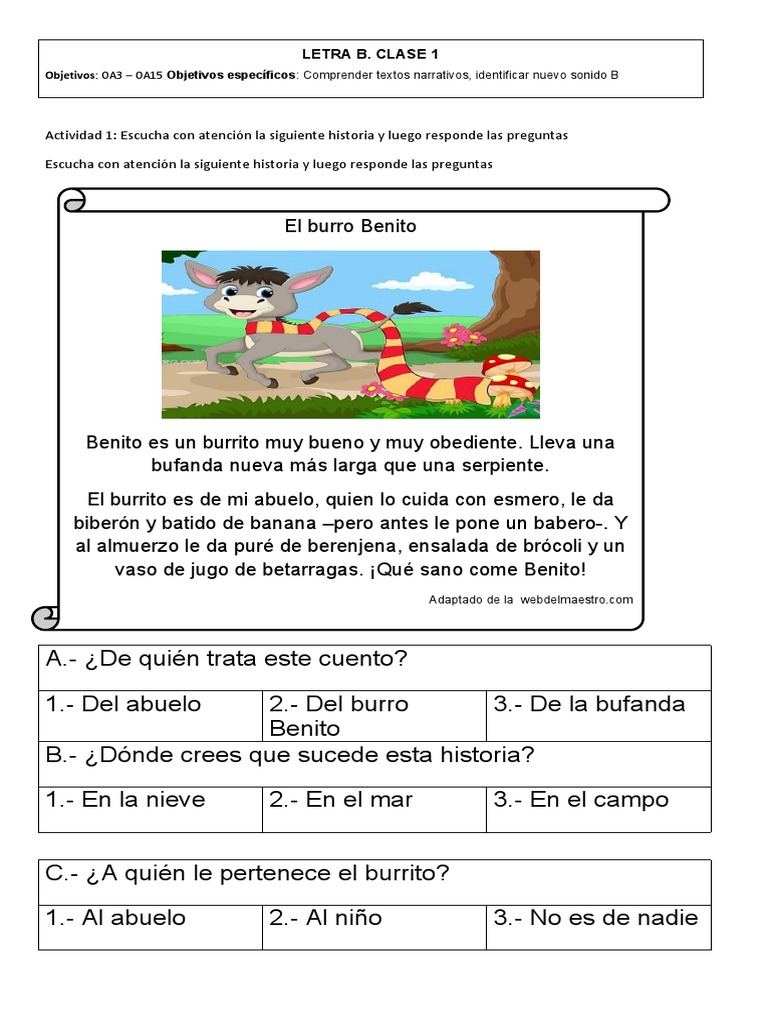 Letra B. Clase 1 | PDF