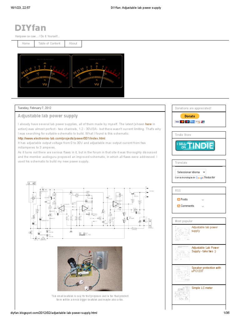DIYfan - Adjustable Lab Power Supply | PDF | Power Supply | Rectifier