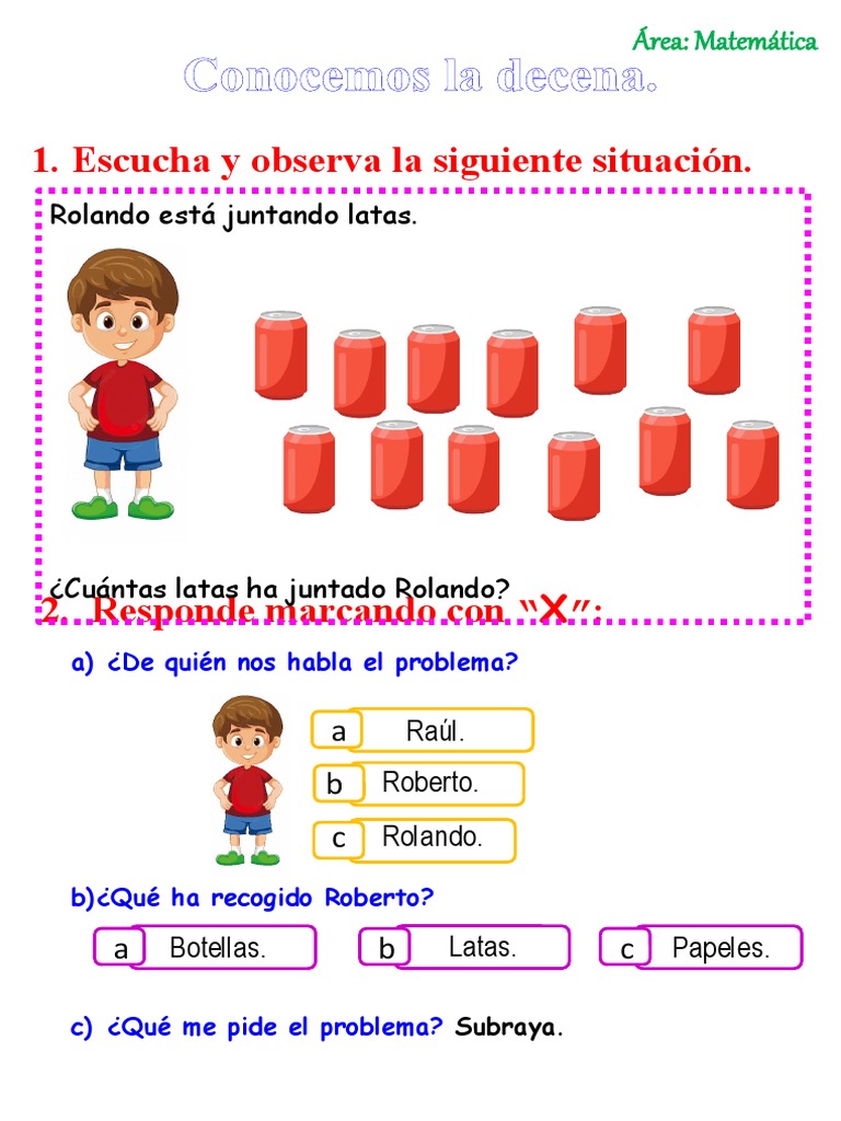 Actividades sobre la decena para primer grado | PDF