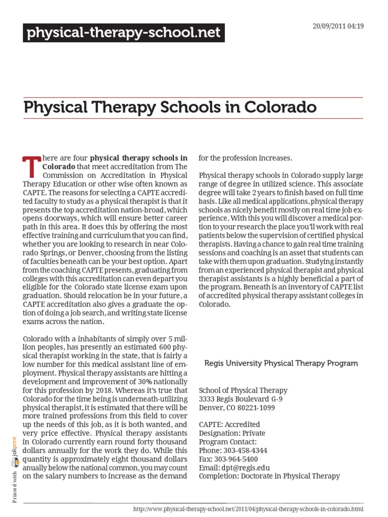 Physical Therapy Schools in Colorado | Physical Therapy | Health Care