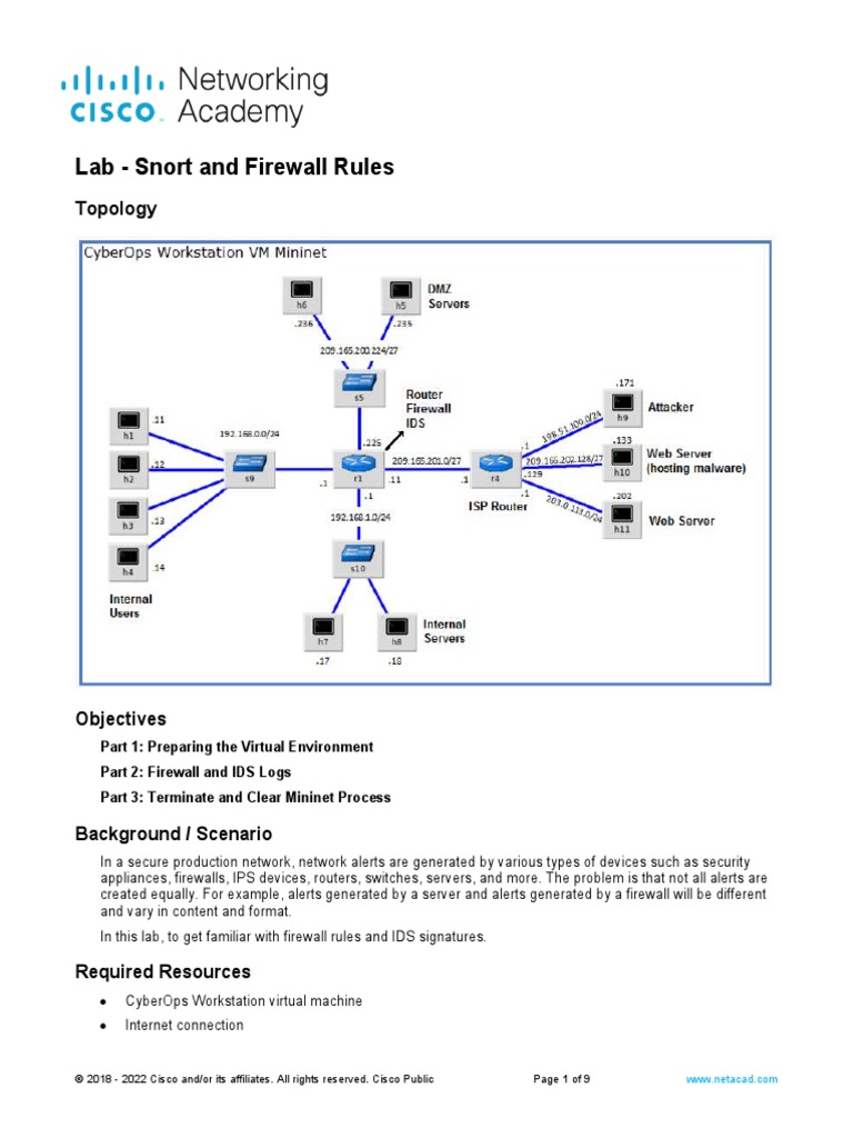 Snort & Firewall Rules Lab Guide | PDF | Firewall (Computing ...