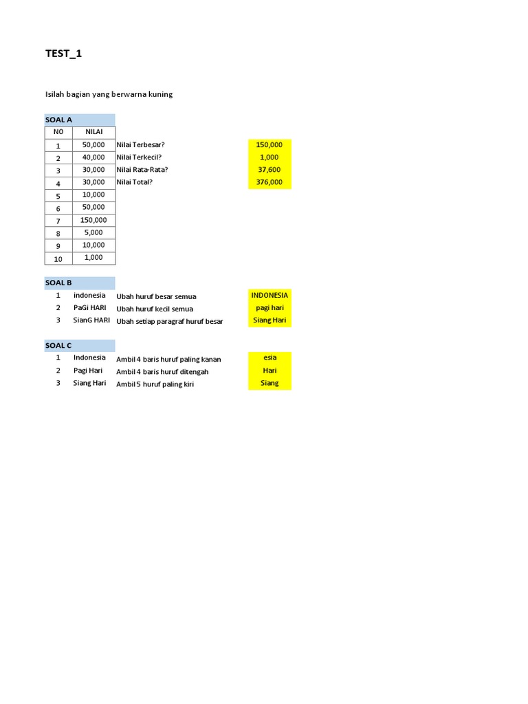 Soal Test Excel Admin Adjie Pdf