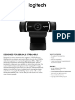 Logitech c922 Pro Stream Webcam 2434709 Specs