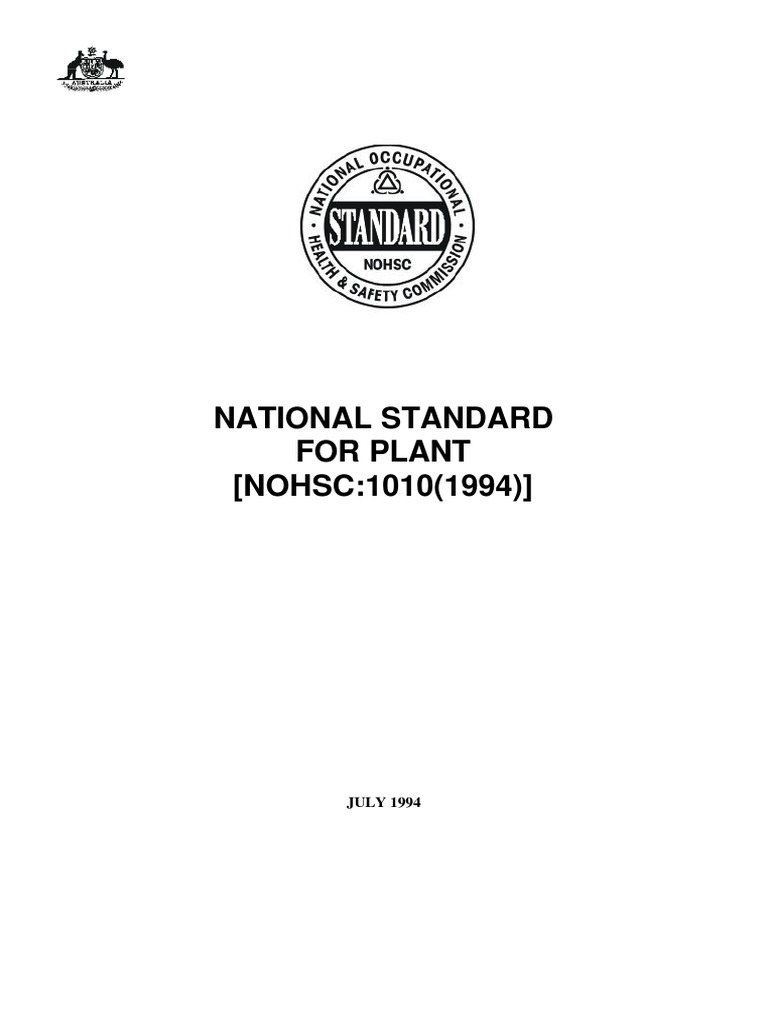 NOHSC 1010 (1994) National Standard For Plant PDF | PDF | Crane ...