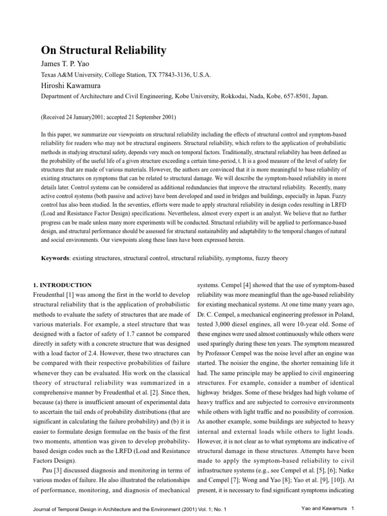 Structural Reliability Yao | PDF | Reliability Engineering | Fuzzy Logic
