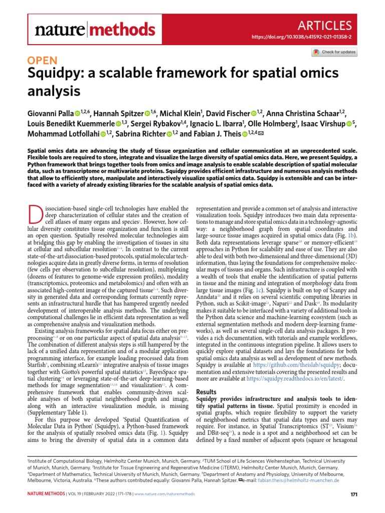 Squidpy: A Scalable Framework For Spatial Omics Analysis: Articles ...