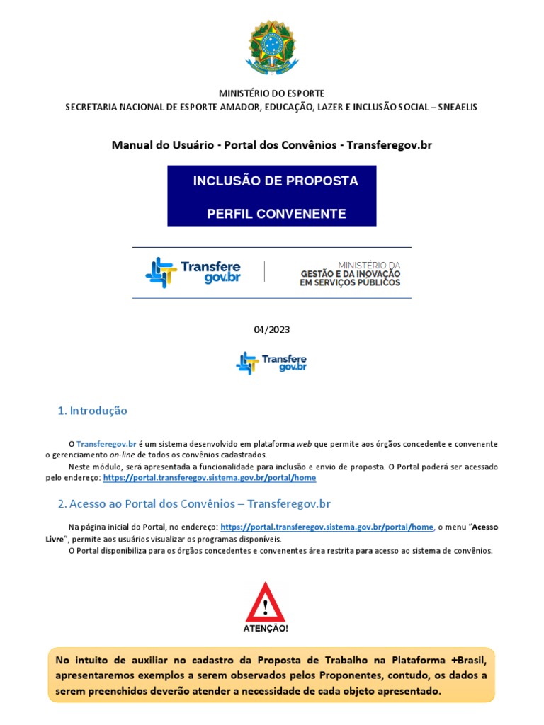 PASSO A PASSO - Transferegov - BR - Incluir Propostas AF | PDF