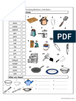 Vocabulary Matching Worksheet - in The Kitchen