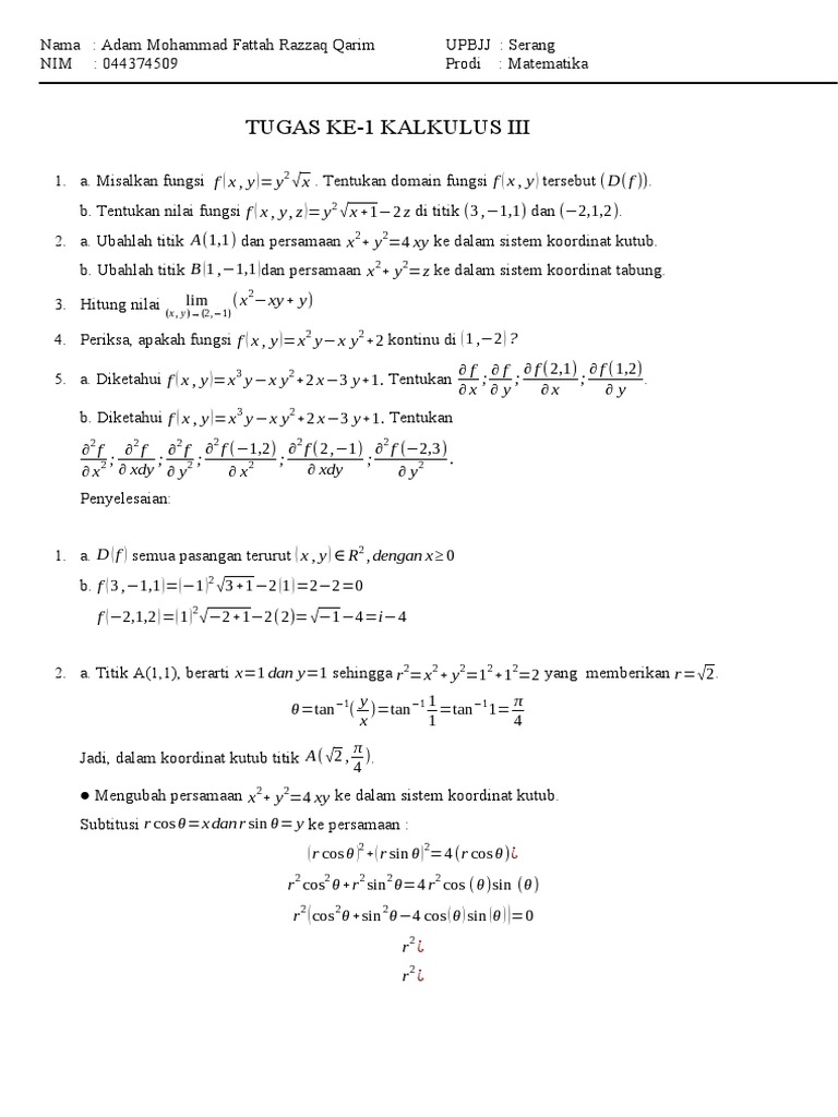 Tugas Kalkulus III: Fungsi dan Limit | PDF