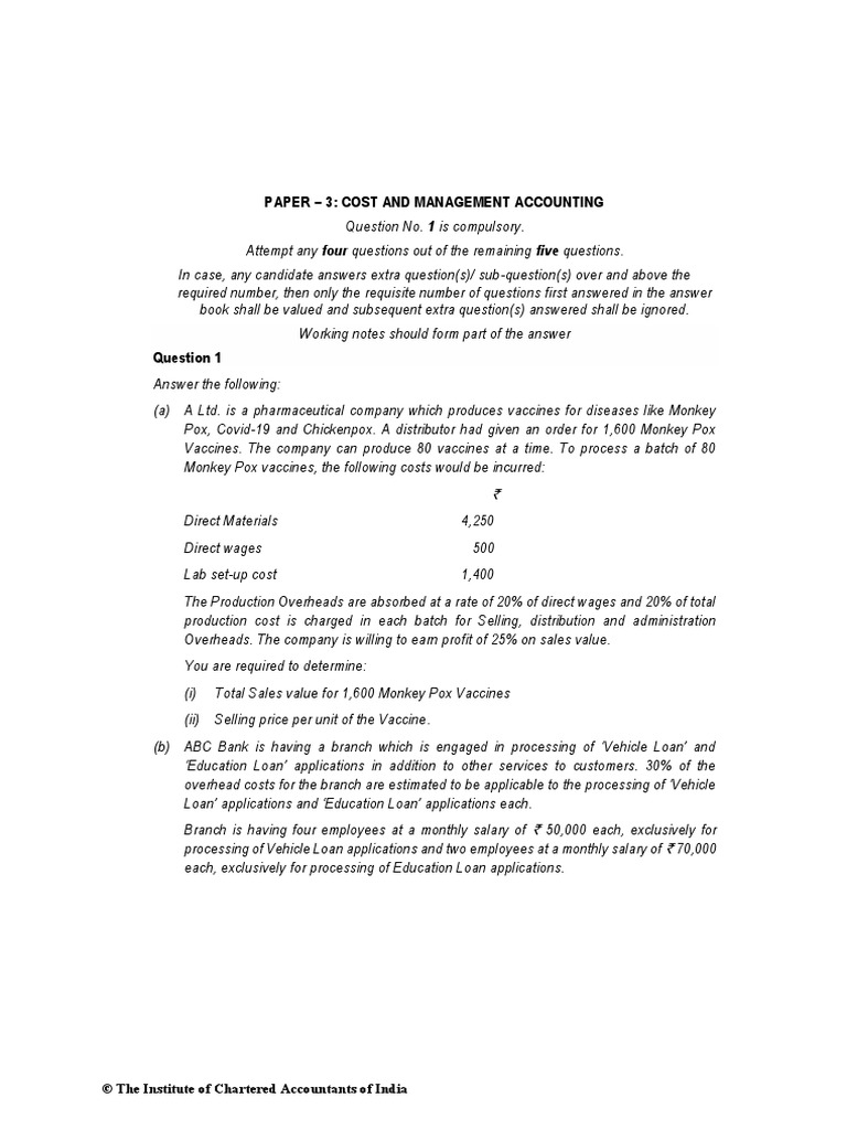 Cost and Management Accounting Exam Guide | PDF | Cost | Cost Of Goods Sold