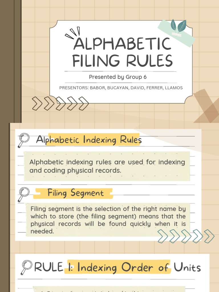 Alphabetic Filing Rules PDF Punctuation Text