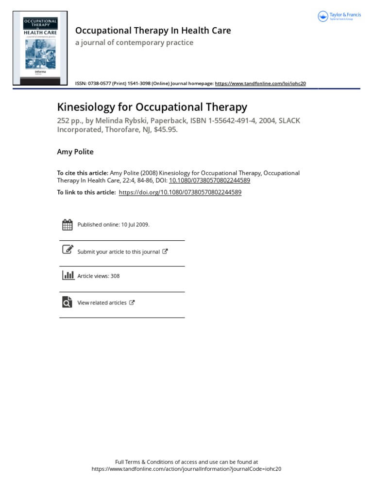 Kinesiology for Occupational Therapy PDF Occupational Therapy Therapy