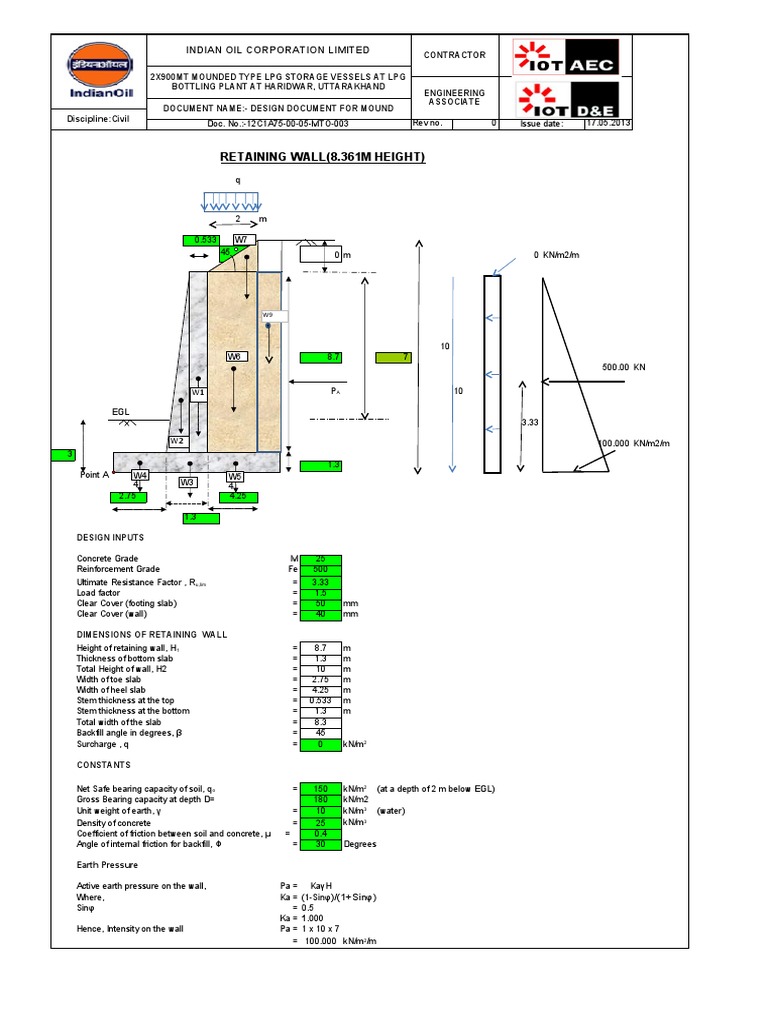 Retaining Wall Design and Analysis | PDF | Bending | Wall