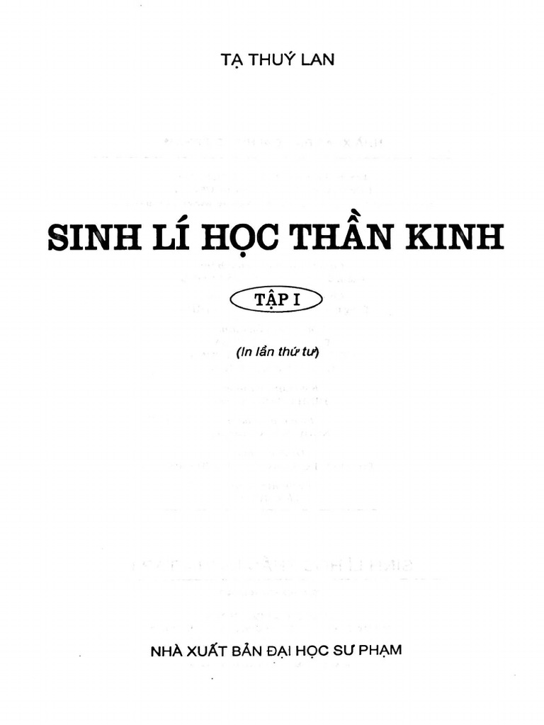 Sinh Lí Học Thần Kinh - Tạ Thúy Lan - Tập 1 | PDF