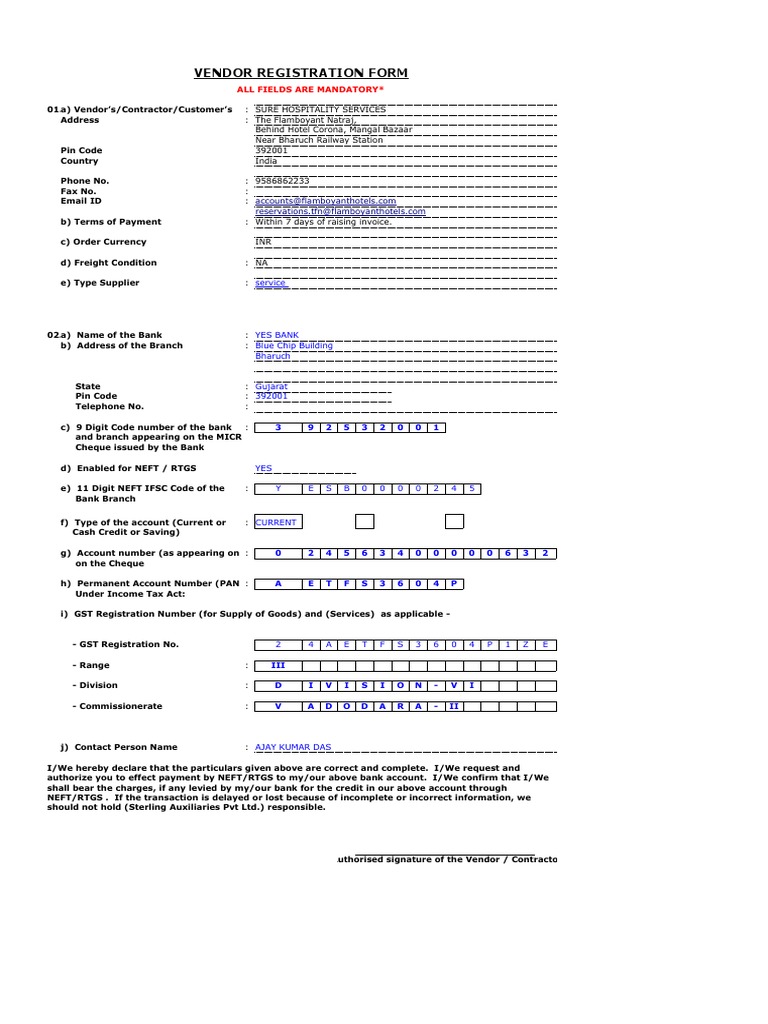 New Vendor Form | PDF | Banking Technology | Business