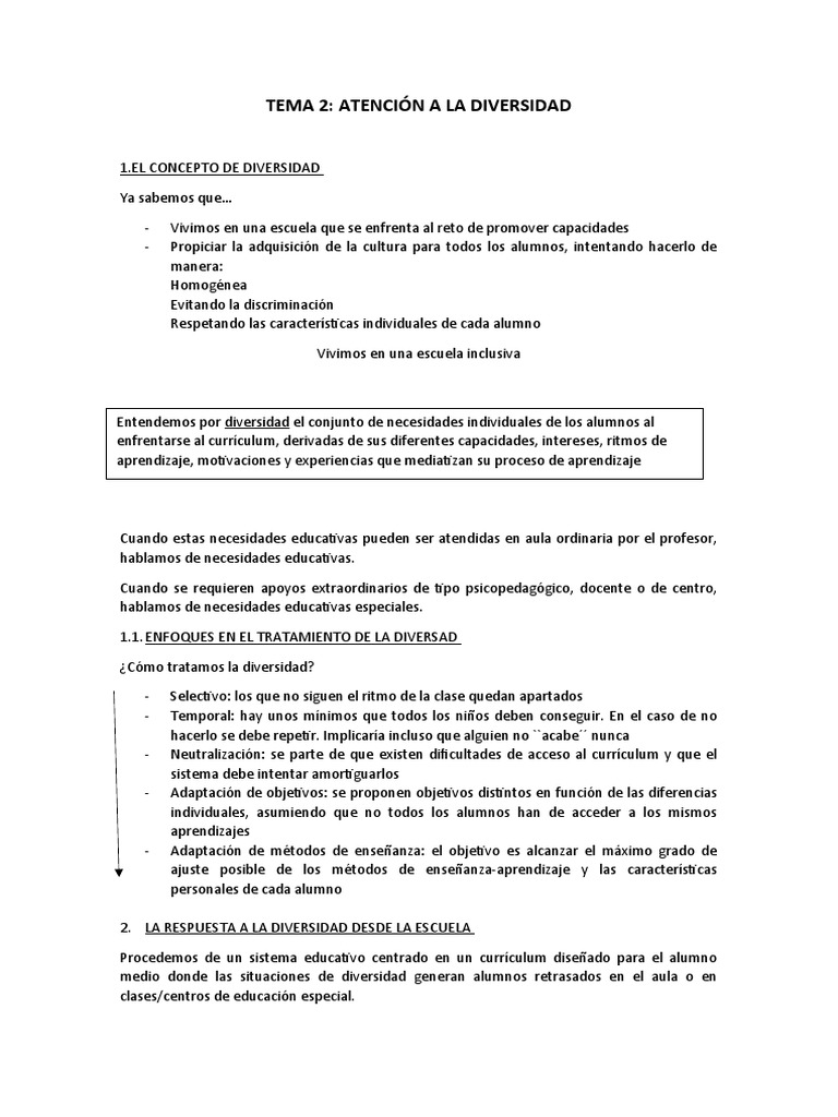 Atención A La Diversidad | PDF | Plan de estudios | Aprendizaje
