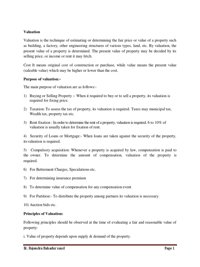 Valuation PDF Real Estate Appraisal Depreciation