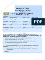 Pakistan Air Force registration slip details