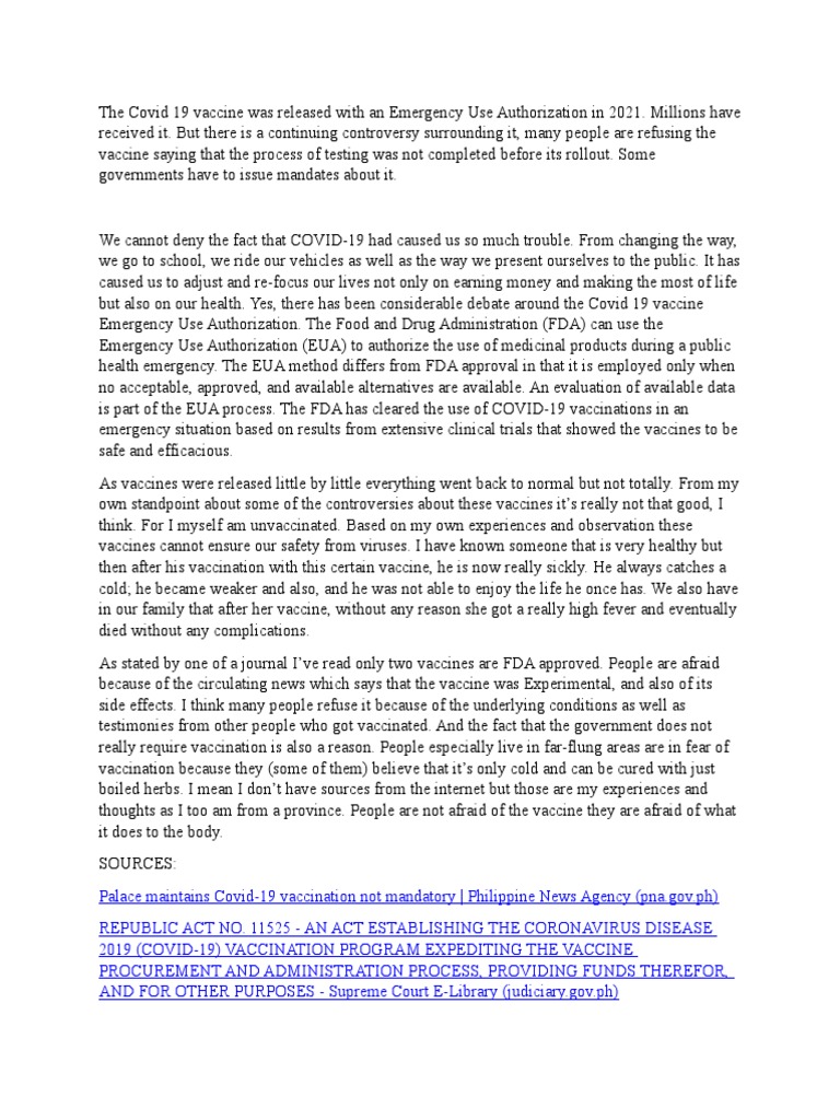 A Position Paper on the Covid 19 Vaccine | PDF | Medical Specialties ...