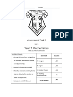 2022 Year 7 Assessment Task 2 With Solutions