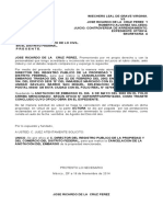 Jose Ricardo de La Cruz Escrito para Solicitar Oficio para Cancelacion de Embargo Al RPP