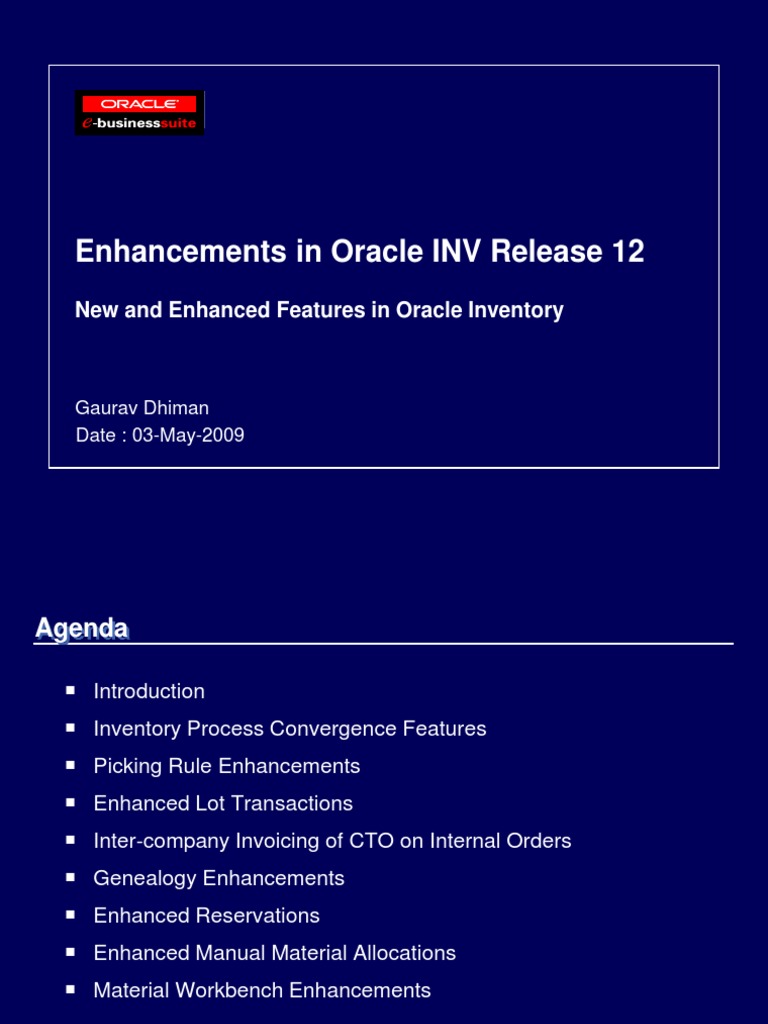 Oracle INV R12 Inventory Enhancements | PDF | Genealogy | Inventory