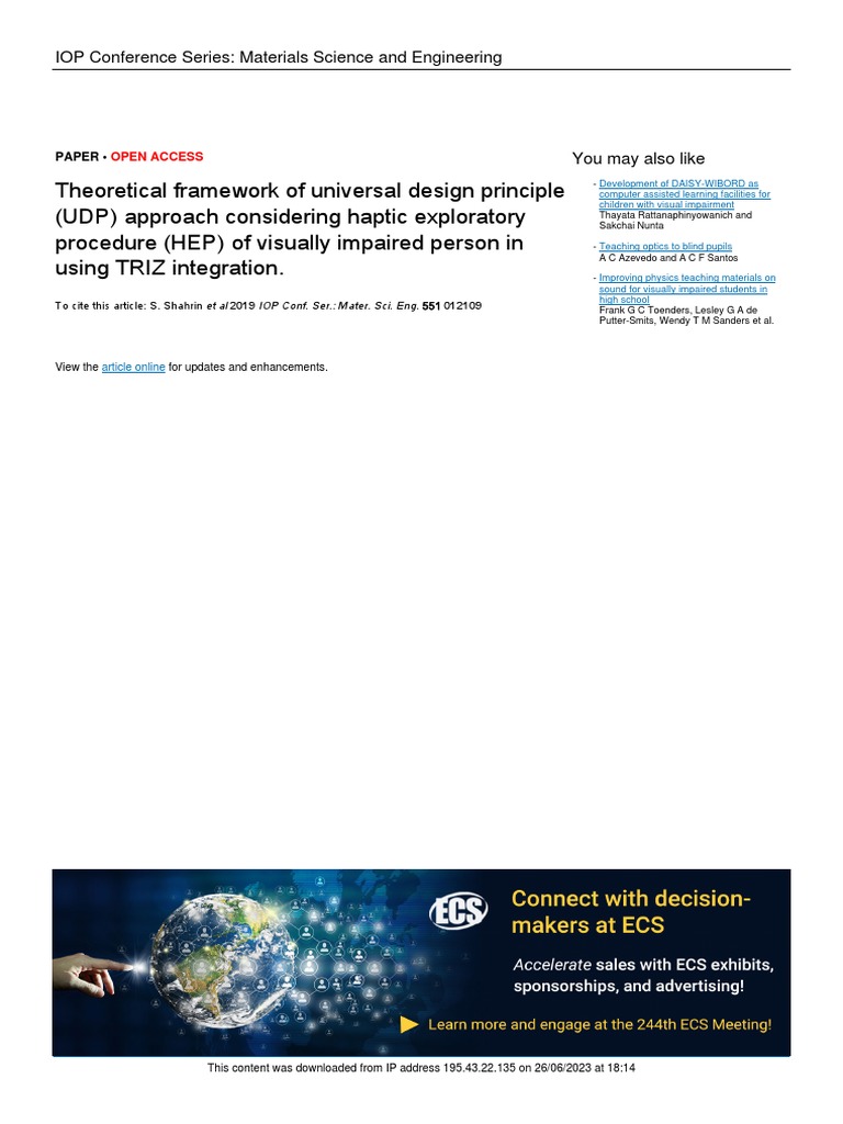 Universal Design Framework for Visually Impaired | PDF | Perception ...