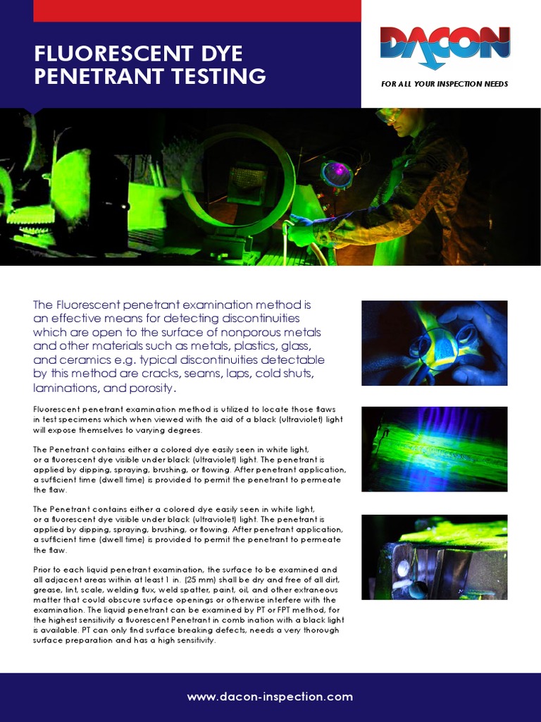 Dacon Fluorescent Dye Penetrant Testing FPT | PDF | Science ...