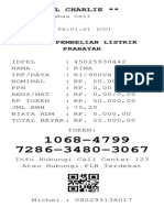 Struk Pembelian Listrik Prabayar: Michel Dlumbaa Cell