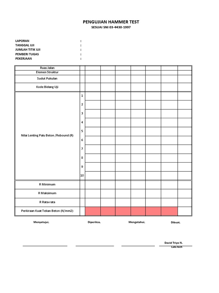 FORM HAMMER TEST FC | PDF