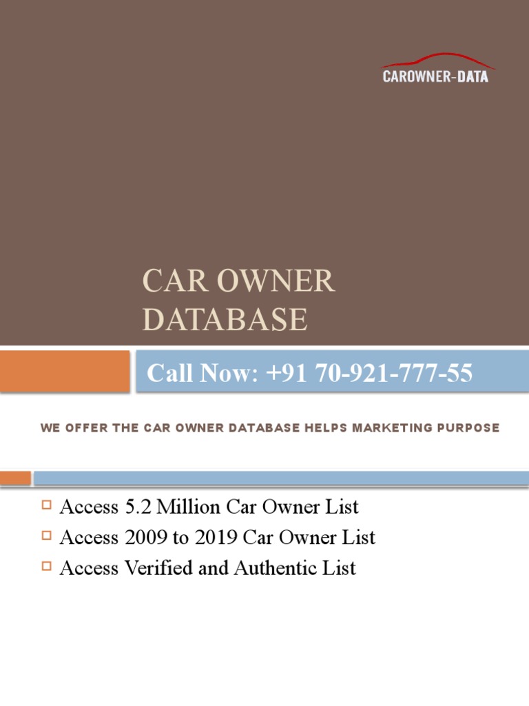 Car Owner Database For Marketing Use Pdf
