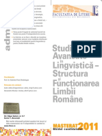 Studii Avansate in Lingvistica-Structura Si Functionarea Limbii Romane