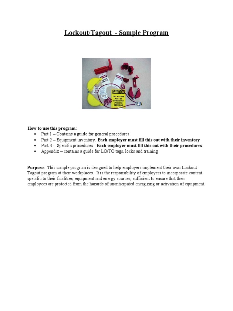 Lockout Tagout DLS Sample 2017 | PDF | Electrical Engineering | Electricity