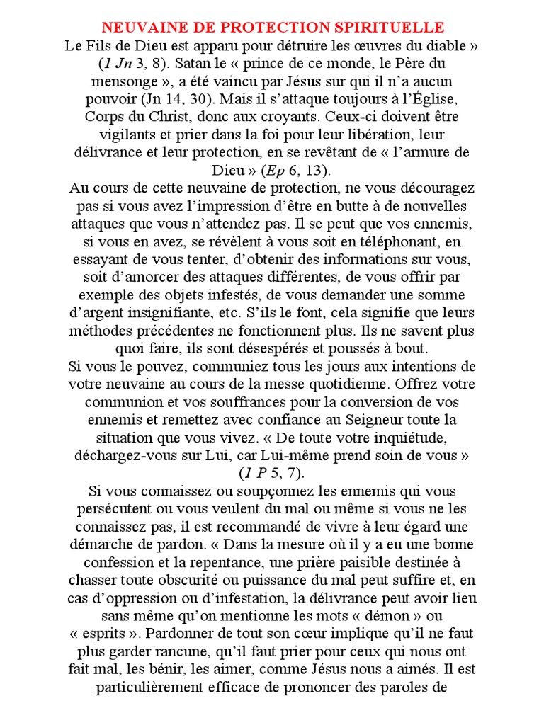 Neuvaine de Protection Spirituelle | PDF | Jésus | Saint-Esprit
