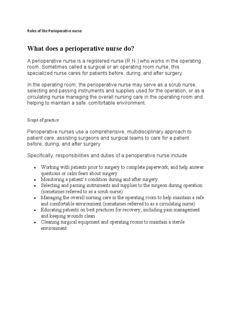 DEFINE PERIOPERATIVE NURSE visual data 2