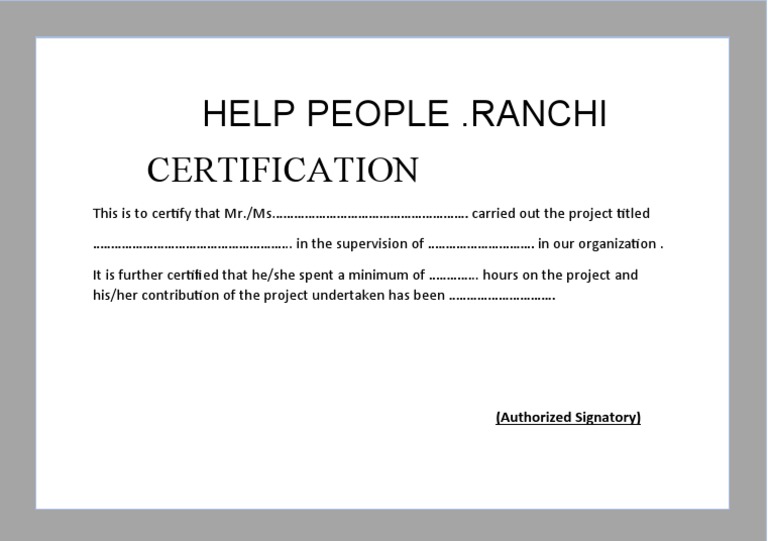 NGO Project Certification Sample | PDF | Career & Growth | Business