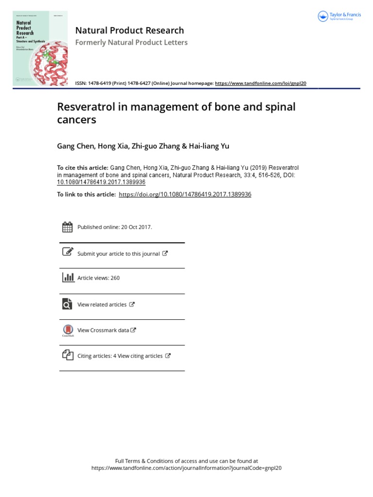 Resveratrol in Management of Bone and Spinal Cancers PDF