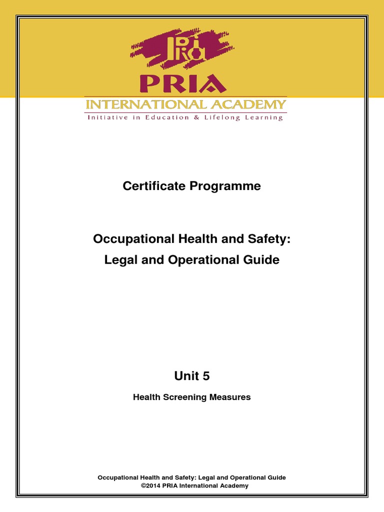 Health Screening in Occupational Safety | PDF | Hearing Loss ...