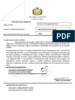 Certificado Médico: Nombres y Apellidos (Del Médico) : Matricula Profesional Ministerio de Salud